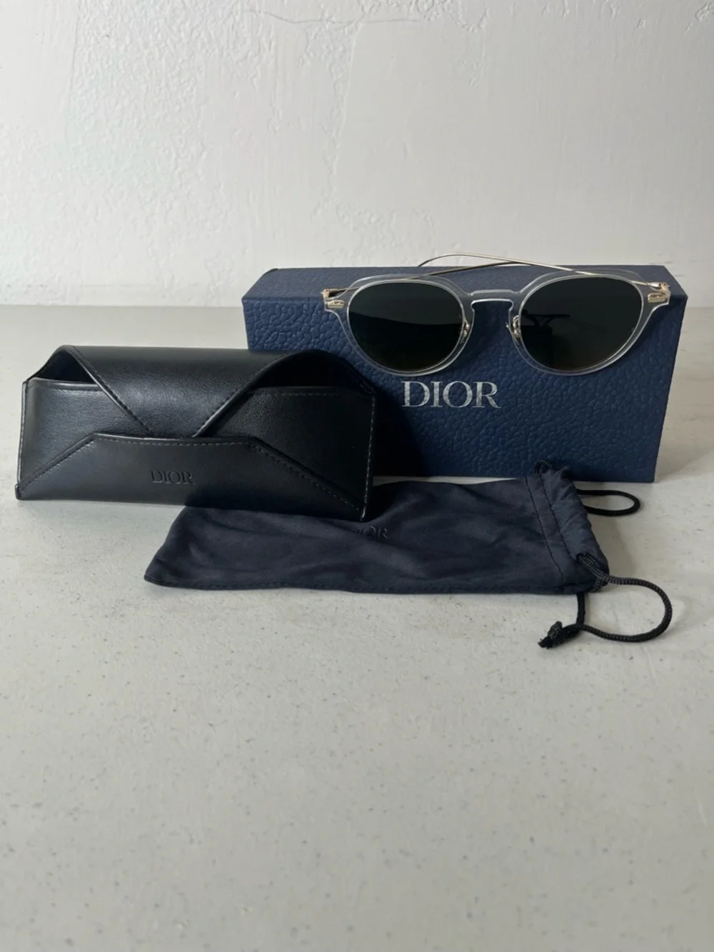 Dior Clear Acetate Sunglasses with Black Lenses
